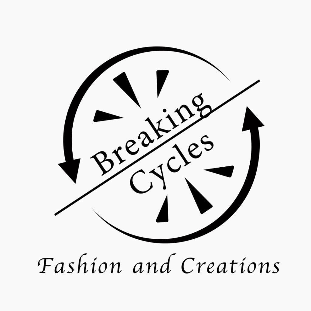 Black and white logo image of Breaking Cycles Fashion and Creations